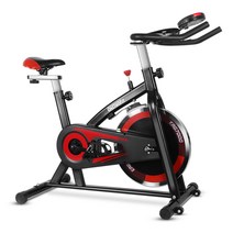 OneTwoFit 무소음 실내자전거 가정용 스탠다드 스핀바이크 클럽형 스피닝자전거, 블랙&레드