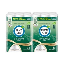 깨끗한나라 3겹 데코 순수프리미엄 천연펄프 33m 30롤 롤화장지, 2팩