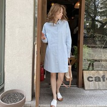 슈가펀 로피 더블버튼 셔츠원피스