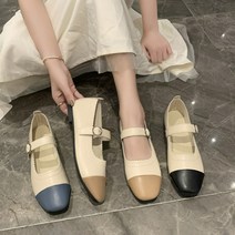 더구두 배색 포인트 발편한 플랫슈즈-1698