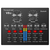 v8s 라이브 외부 블루투스 사운드 카드 스마트 폰 음, 검은색