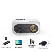 Salange M24 미니 프로젝터 LED 휴대용 비머 HDMI USB TF 카드와 호환 640*480P 지원 1080P 비디오 Projeto, 02 White_01 EU 플러그