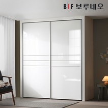 보루네오 10cm 라인 슬라이딩 작은방 붙박이장 5자 6자 7자, 화이트 10cm