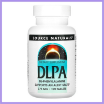 소스내추럴스 DLPA 375 ㎎ 120 정 Source Naturals 375mg Tablets, 없음, 해당사항없음, 없음
