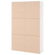 이케아 베스토 수납콤비네이션+도어 - 화이트/비에르셰비켄 자작나무무늬목 120x42x193 cm
