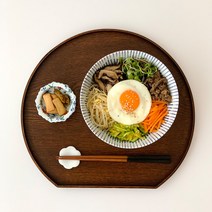 천연 옻칠 우드 반달 트레이 나무 쟁반, 원형트레이L