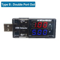 전기계량기 디지털 USB 전화 충전기 용량 측정기 충전 전류 전압 모니터 테스터 전압계 전류계, 01 Double Port Out, 1개