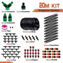 텃밭관리기 농기계관개 시스템 가든 도구 드립 급수 키트 조절 가능한 편리한 설치 자동 호스 Saveing Wate, 02 20M