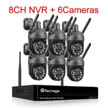 Techage 무선 비디오 보안 카메라 시스템 야외 양방향 오디오 와이파이 IP 카메라 P2P CCTV 감시 NVR 키, 03 8CH NVR 6 Camera C_02 1t