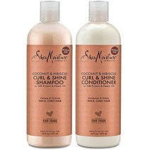 Shea Moisture 샴푸 및 컨디셔너 세트 코코넛 히비스커스 컬 앤 샤인 오일 비타민 E 님 오일이 함유된 곱슬머리 제품 조절 패밀리 사이즈 각 473.216, 16 Fl Oz (Pack of 2)