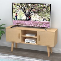 화이트엔틱 75인치티비 모듈 북유럽원목거실장 1, 1.2미터 라이트 오크, 모으다