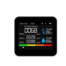 미세먼지측정기 블루투스 가정용 먼지 공기 오염 물질 감지 9 in 1 CO2 감지기 PM2.5 공기질, [01] Black