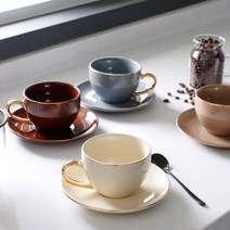 [2HOT] 에크렌 24K골드 노블 커피잔 1인, 그레이블루