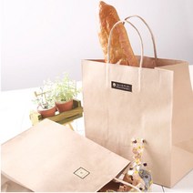 이홈베이킹 민자 크라프트 종이쇼핑백 소, 연브라운, 10개