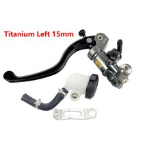 Adelin 14mm 바이크 오토바이 브레이크 클러치 마스터 실린더 유압 펌프 핸들 범용 혼다 R6 Gsxr600 야마하, 10 15mm Titanium Left