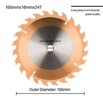 CMCP 목재 커팅 디스크 165mm 톱날 24T 60T TCT 블레이드 TiCN 코팅 원형, 01 165x16x24T