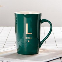 Z3JC 크리에이티브 커버 머그컵, 검푸른 레터링 하이 싱글 컵 L