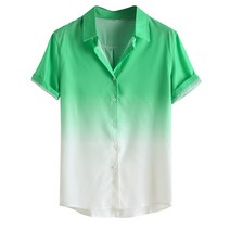 남자 그라데이션 셔츠 남성 셔츠 camisa Gradient Loose 남성 셔츠 blusa masculina 캐주얼 반소매 턴 다운 칼라 셔츠 Men camisa masculin
