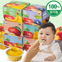 [네추럴누바] 유기농 과일퓨레 6가지맛 세트 12개입, 새콤팩(배+복숭아+망고)