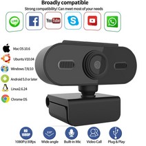 웹캠 유튜브 웹캠 화상카메라 화상캠 HD 1080P 웹캠 마이크 내장 PC 웹 카메라 드라이브 필요 없는 USB 캠, 01 Black