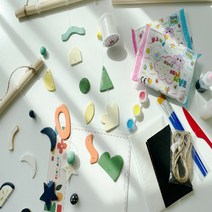 DIY 지점토 모빌 만들기 집콕 취미 감각 오브제 채색 선물 7옵션 [DIY Paper Mache Paste Mobile Object Maker Kit 7 Options], 6.골드(Gold) 30cm