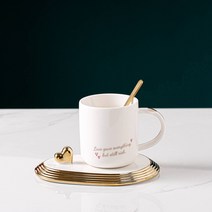 Z3JC 패밀리룩 심플 머그컵, 하트화이트(스푼+접시+230ml)