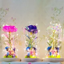 LED 장미 크리스탈 홀로그램 유리돔 카네이션 벤치커플 피규어 인테리어무드등 추석 명절 선물 발렌타인데이 화이트 성년의날 커플 신혼부부 어버이날 스승의날 드라이플라워