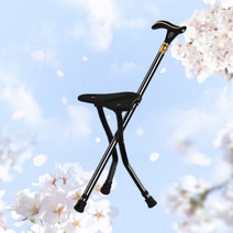 아데미 지팡이 의자 등산의자 부모님선물 접이식지팡이 접이식의자 휴대용 의자지팡이 세발지팡이 효도 접는의자, 논슬립 라인, 볼드 브라운