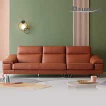 [다우닝] 레아 4인 전체 천연가죽 소파, 네이비