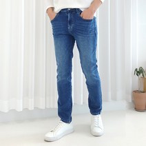 로니제이 남자 4XL까지 빅사이즈 청바지 슬림 일자핏 히든밴딩 데님 팬츠
