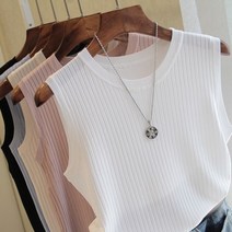 _ 루즈핏 니트 조끼 골지 라운드 나시 오버핏 여름티