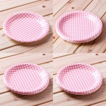 마트498 핑크 칼라종이접시 20cm10p 일회용종이접시 일회용파티접시 바베큐파티 대학생MT 원형접시 캠핑용그릇 종