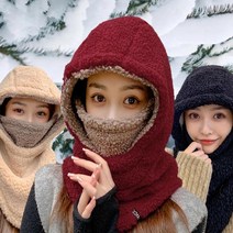 후드형 마스크 방한 모자 머리부터 목까지 따듯 털 귀마개