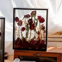[1+1}양면 투명 유리 압화액자 청첩장액자 축사 꽃길액자 부케말리기 보관 선물 DIY, 블랙