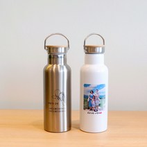 포토 텀블러 주문제작 보온 보냉 커스텀 어린이집 연인 애인, 500ml, 우드텀블러(화이트))
