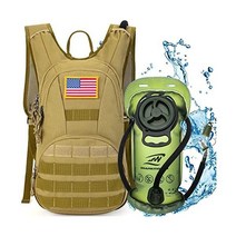 SHARKMOUTH Tactical Molle 하이드레이션 팩 백팩 900D 2L BPA 프리 워터 블래더 달리기 하이킹 사이클링 등산 사냥 및 운동을 위한 밀리터리 데이팩, 카키