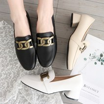 5cm 빅체인 로퍼 미들힐 단화 구두