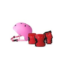 탑키즈 보호장비 아동 헬멧+보호대(3종 SET), 01_보호대레드+헬멧핑크