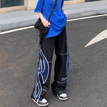 남자 명품 청바지 남자 흑청바지 2022 dark streetwear 그래픽 프린트 블랙 헐렁한 청바지 남성용 바지 스트레이트 힙합 고딕 데님 바지 pantalones y2k