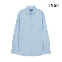 TNGT 블루 체크 면혼방 캐주얼셔츠
