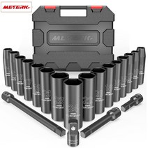 Meterk 임팩트 소켓 렌치 너트 복스알 20종 세트, 1세트