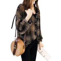 보드미 여성블라우스 가오리핏 루즈핏 긴팔셔츠 정장룩 체크 블라우스 셔츠