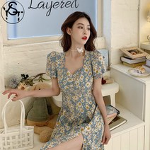 YST 여성 원피스 데이지 플라워 원피스 여행 바캉스 롱 스커트