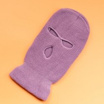 3홀 발라클라바 마스크 양모 방풍 오토바이 야외 스포츠 겨울용 따뜻한 스키 라이딩 파티 풀 페이스 모자, 08 Dark purple