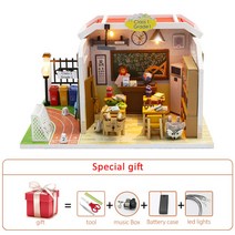미니어처 아파트 모형 diy 하우스 미니어쳐하우스 diy 하우스 만들기 미니어쳐 오르골 아이엠미니 Diy 인형 집 세트 미니 소품 작은 Roombox 케이크 가게 나무 가구 조립, 가족-t