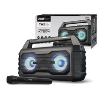 Coms 휴대용 블루투스 Hi-Fi 스테레오 스피커 앰프 20W 유무선 마이크
