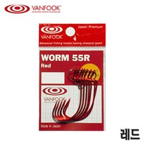 밴푹 배스바늘 광어다운샷 WORM-55R 데빌 훅 레드, 4／0호-025477