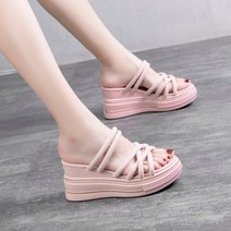 샌들힐 가죽 발편한 슈즈 교생 7cm 푹신한 6cm 여성 여자 퉁굽 웨지힐 키높이 슬리퍼 빅사이즈 브랜드