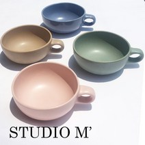 스튜디오 엠 M 식기 펄드 스프컵 일본산 도자기 시리얼 스프 머그컵, 베이지