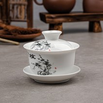 매화 사군자 개완 도자기 찻잔 개합잔 다기